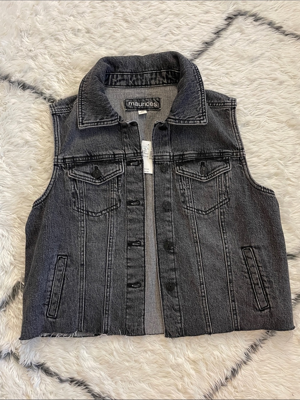 Maurices Charcoal Black Washed Denim Vest - Size M
